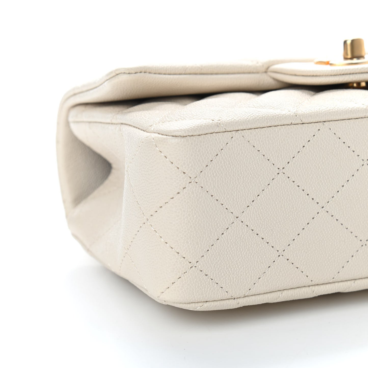 Caviar Quilted Mini Top Handle Rectangular Flap Beige