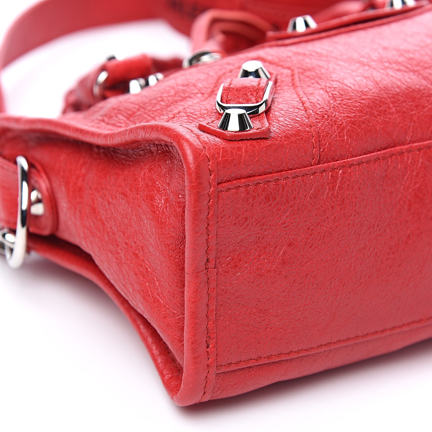 Agneau Classic Silver Hardware Mini City Logo Strap Rouge Cardinal Black