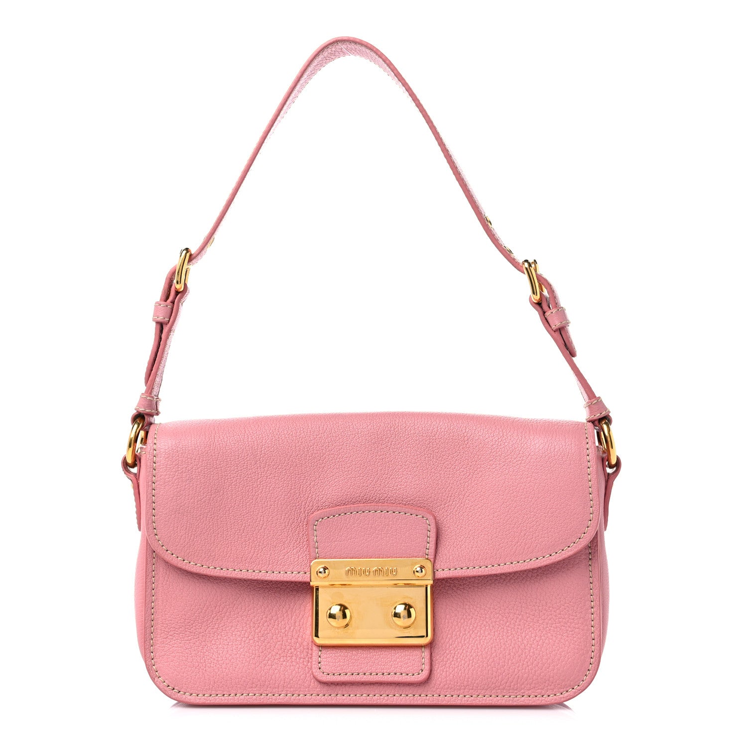 Miu Miu Goatskin Madras Shoulder Bag Rosa 1 of 17