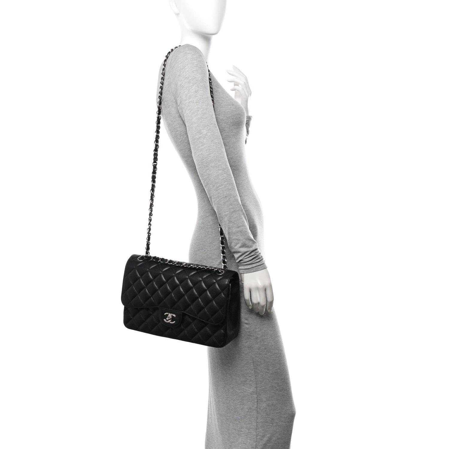Chanel Caviar Quilted Jumbo Double Flap Black 2 of 13
