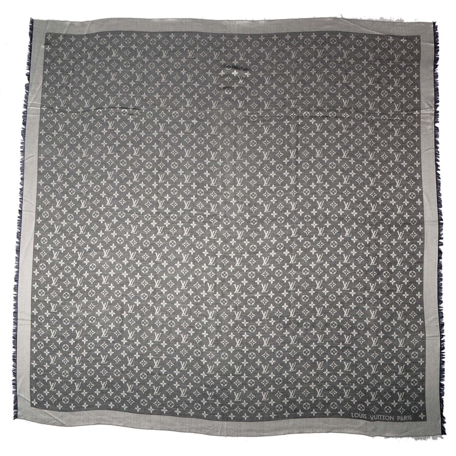Louis Vuitton Silk Wool Monogram Denim Shawl Black 4 of 5