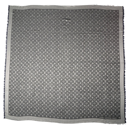 Louis Vuitton Silk Wool Monogram Denim Shawl Black 4 of 5