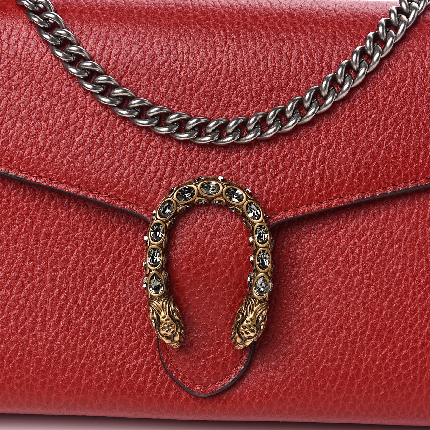 Calfskin Mini Dionysus Chain Wallet Hibiscus Red