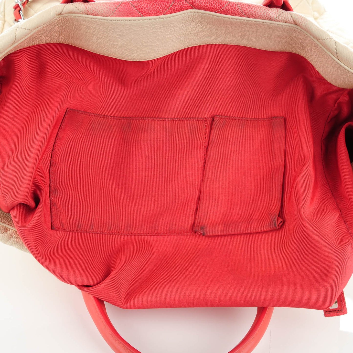 Caviar Ombre Large Shopping Tote White Rose