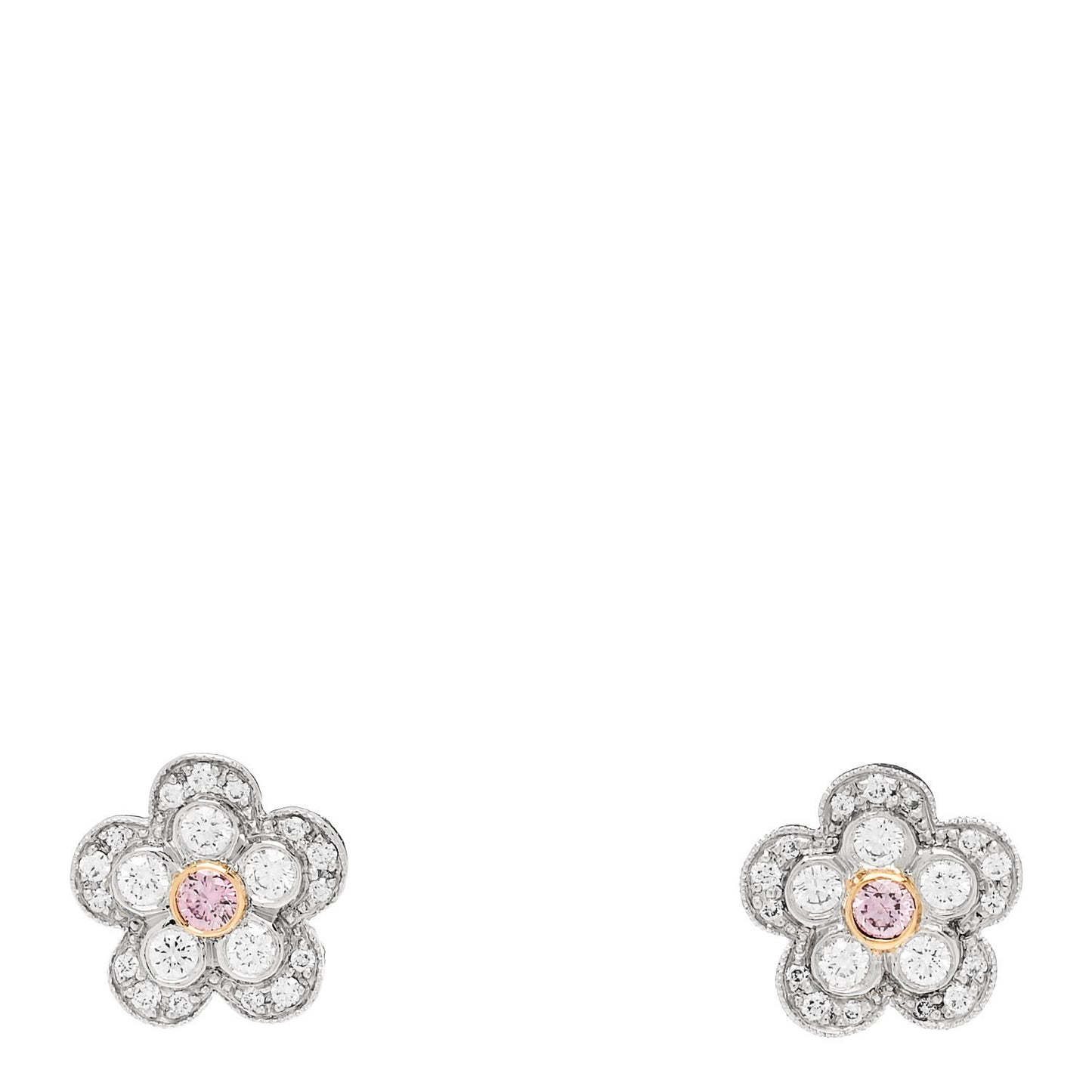 Platinum 18K Rose Gold Pink Diamond Enchant Flower Earrings