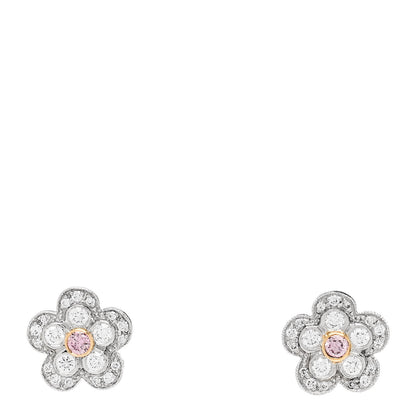 Tiffany Platinum 18K Rose Gold Pink Diamond Enchant Flower Earrings 1 of 6