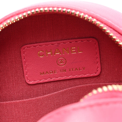 Chanel Lambskin Quilted Studded Round Clutch With Chain Dark Pink 6 of 10