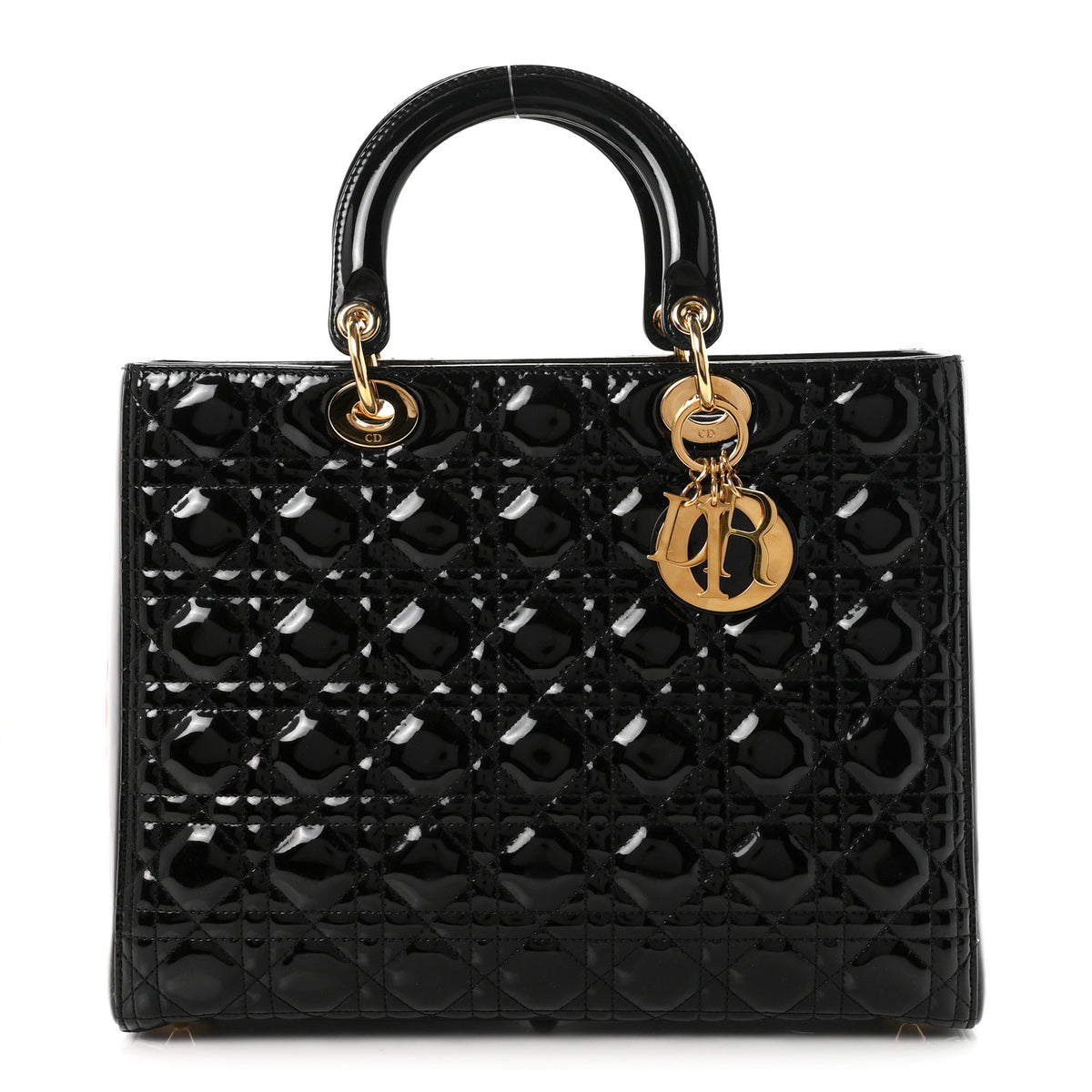Patent Cannage Large Lady Dior Black