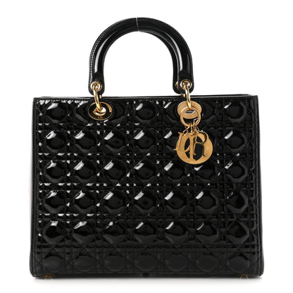 Christian Dior Patent Cannage Large Lady Dior Black 1 of 10