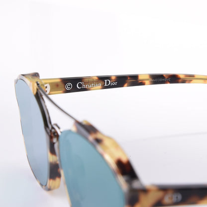 Christian Dior Abstract Square Mirrored Sunglasses Spotted Havana Green 6 of 8