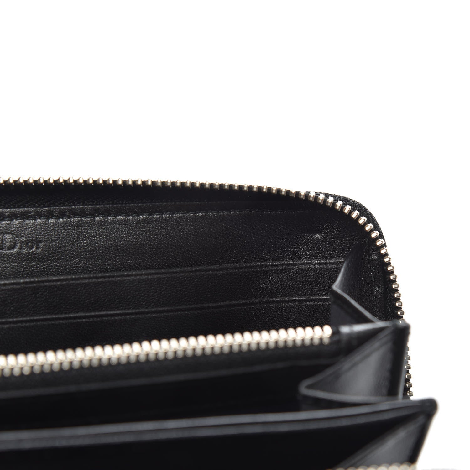 Christian Dior Lambskin Cannage Lady Dior Zip Wallet Black 12 of 12