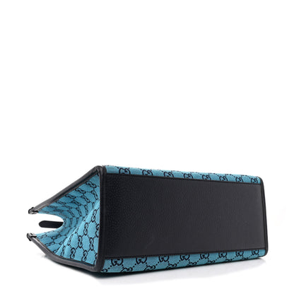 Gucci Monogram Multicolor Textured Dollar Calfskin Small Retro Interlocking G Tote Bag Light Blue 4 of 13