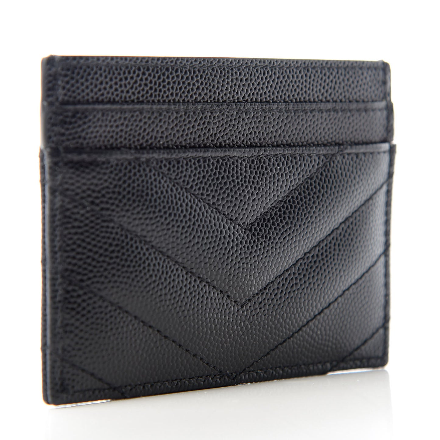 Grain De Poudre Matelasse Chevron Monogram Credit Card Case Black