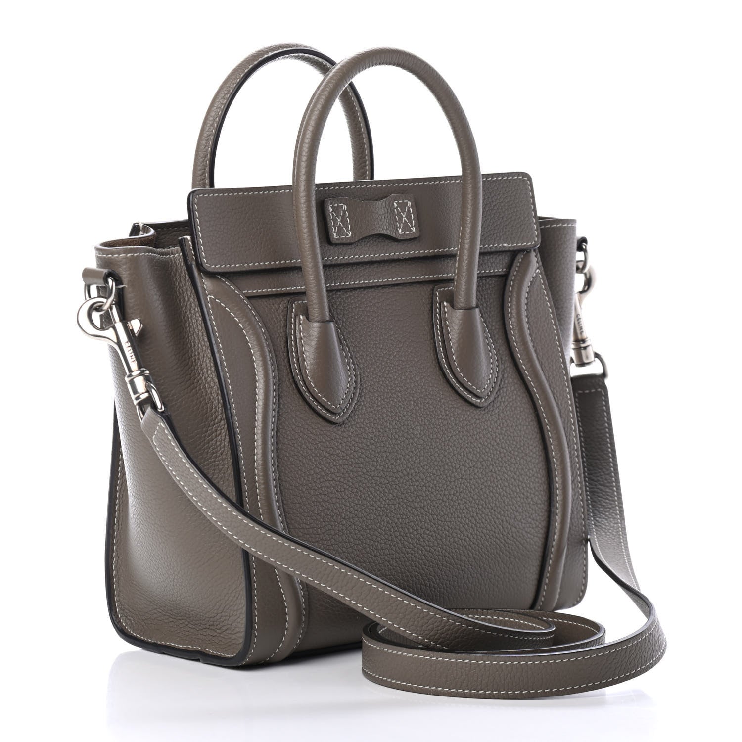 Celine Drummed Calfskin Nano Luggage Souris 2 of 4