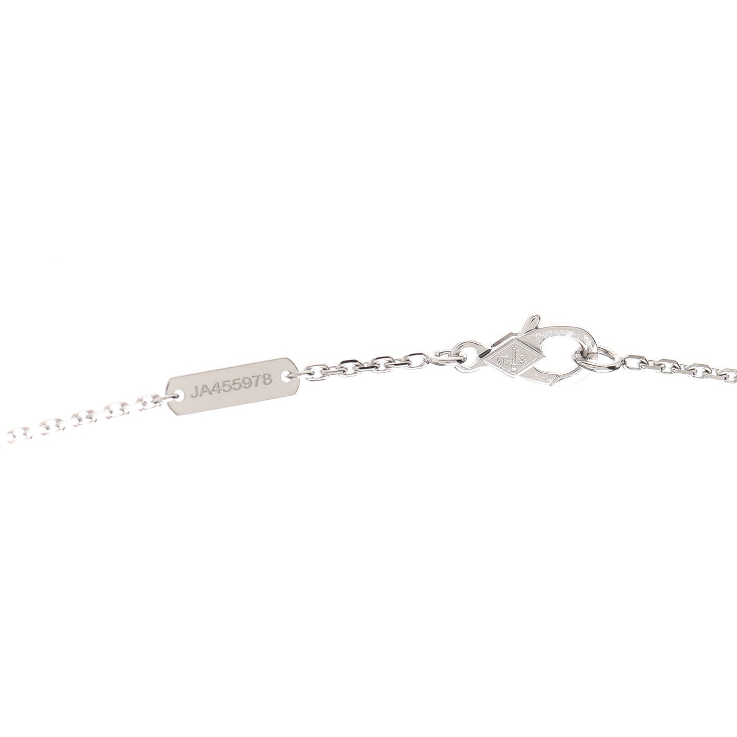 18K White Gold Mother of Pearl Vintage Alhambra Pendant Necklace