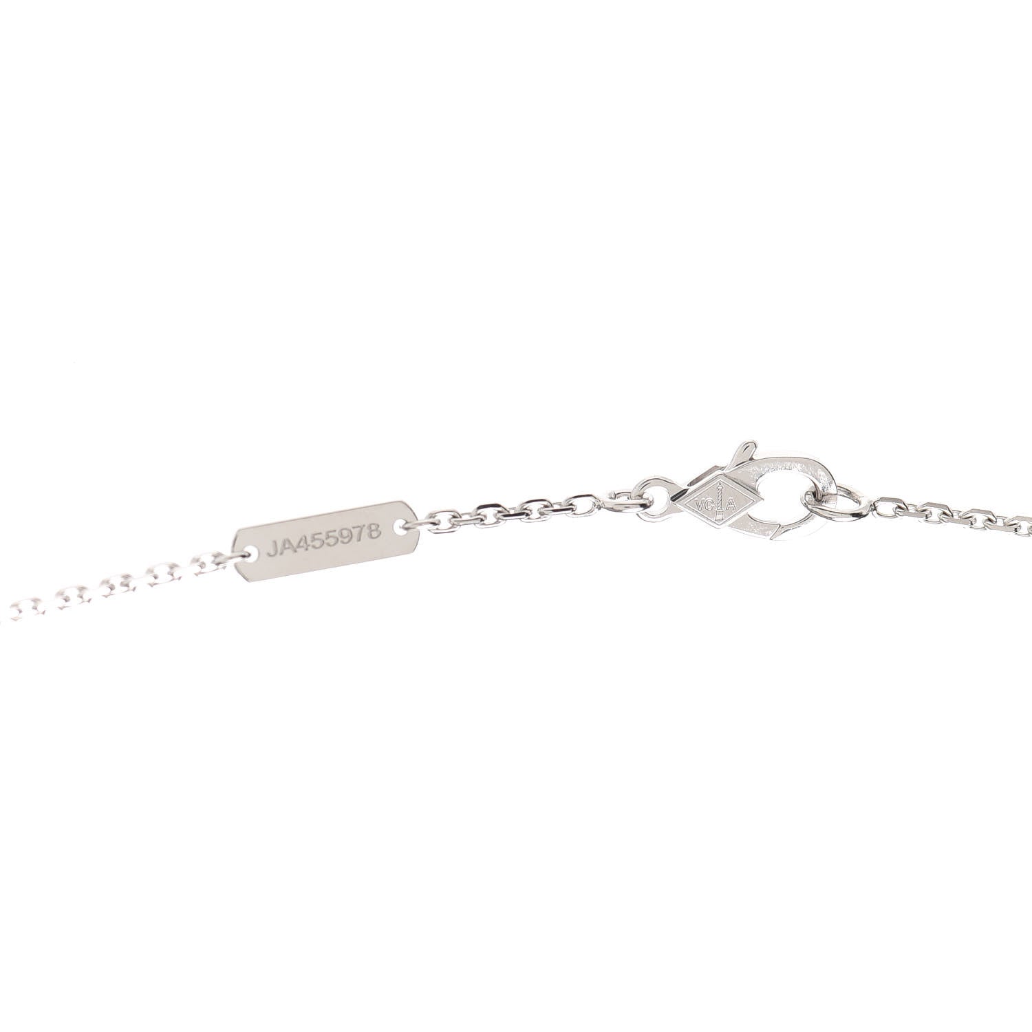 Van Cleef & Arpels 18K White Gold Mother of Pearl Vintage Alhambra Pendant Necklace 4 of 7