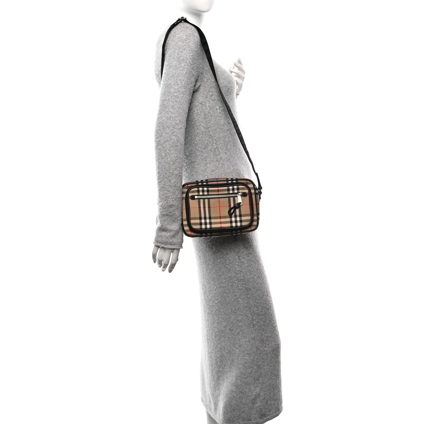 Vintage Check Calfskin Small Camera Bag Archive Beige