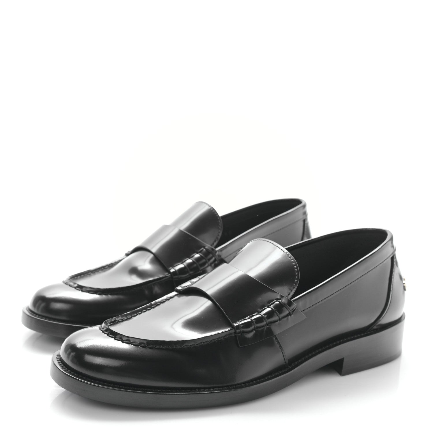 Chanel Shiny Calfskin Logo Loafers 39 Black 3 of 9