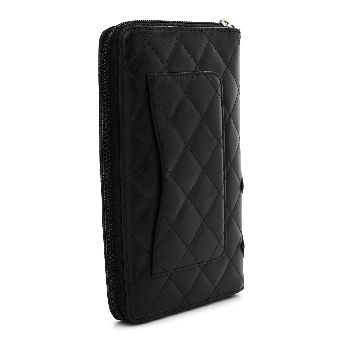Calfskin Cambon Zip Around Organizer Wallet Black