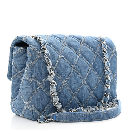 Chanel Denim Quilted Medium Distressed Single Flap Blue 3 of 10