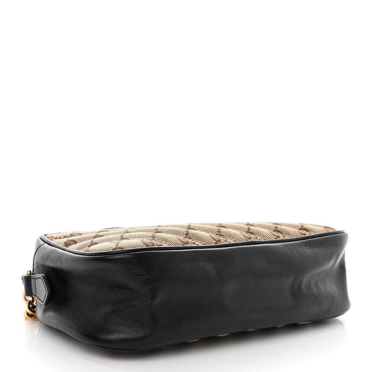 Gucci Monogram Matelasse Diagonal Small GG Marmont Chain Shoulder Bag Beige Black 4 of 10
