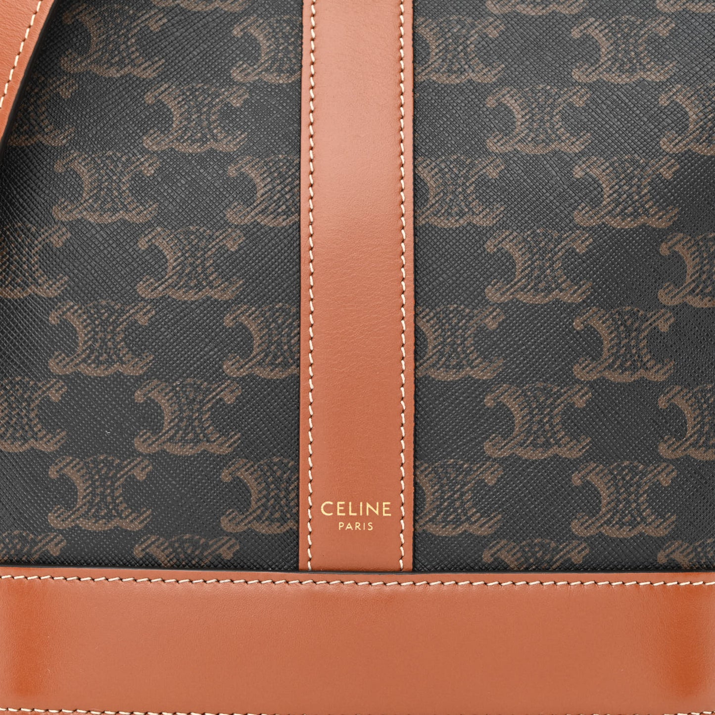 Triomphe Canvas Calfskin Small Bucket Bag Tan