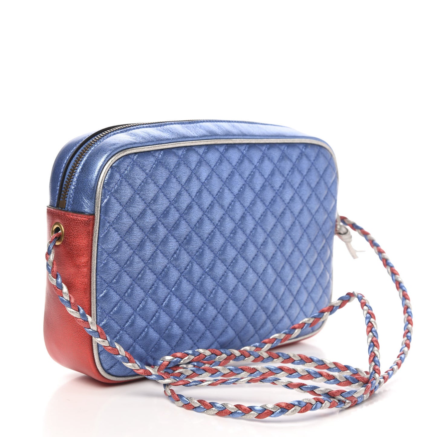 Laminated Nappa Trapuntata Small Zumi Shoulder Bag Rosso Marine Argento