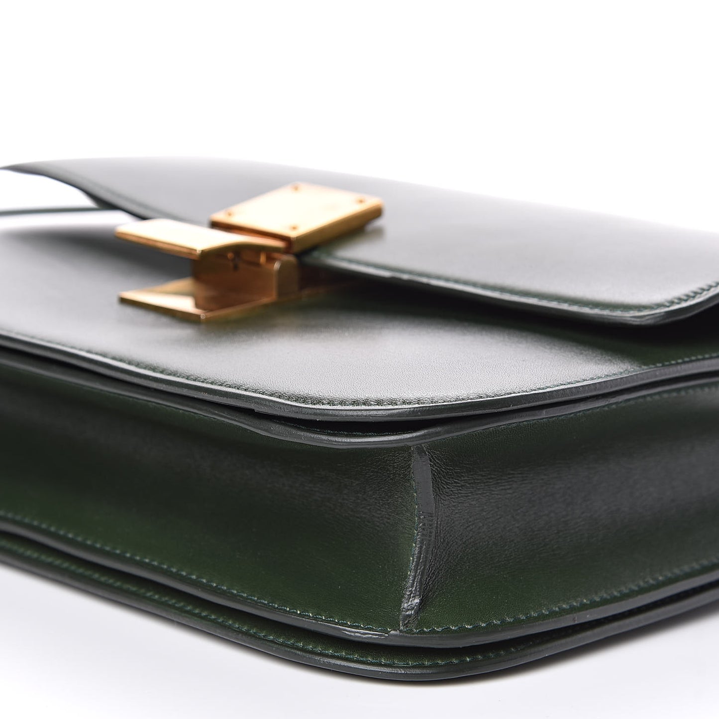 Box Calfskin Medium Classic Box Flap Bag Dark Green