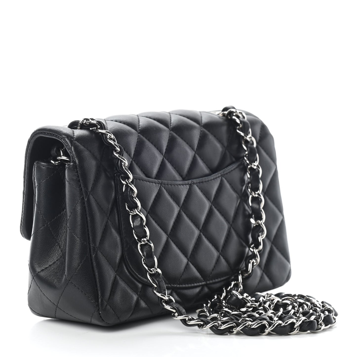 Lambskin Quilted Mini Rectangular Flap Black