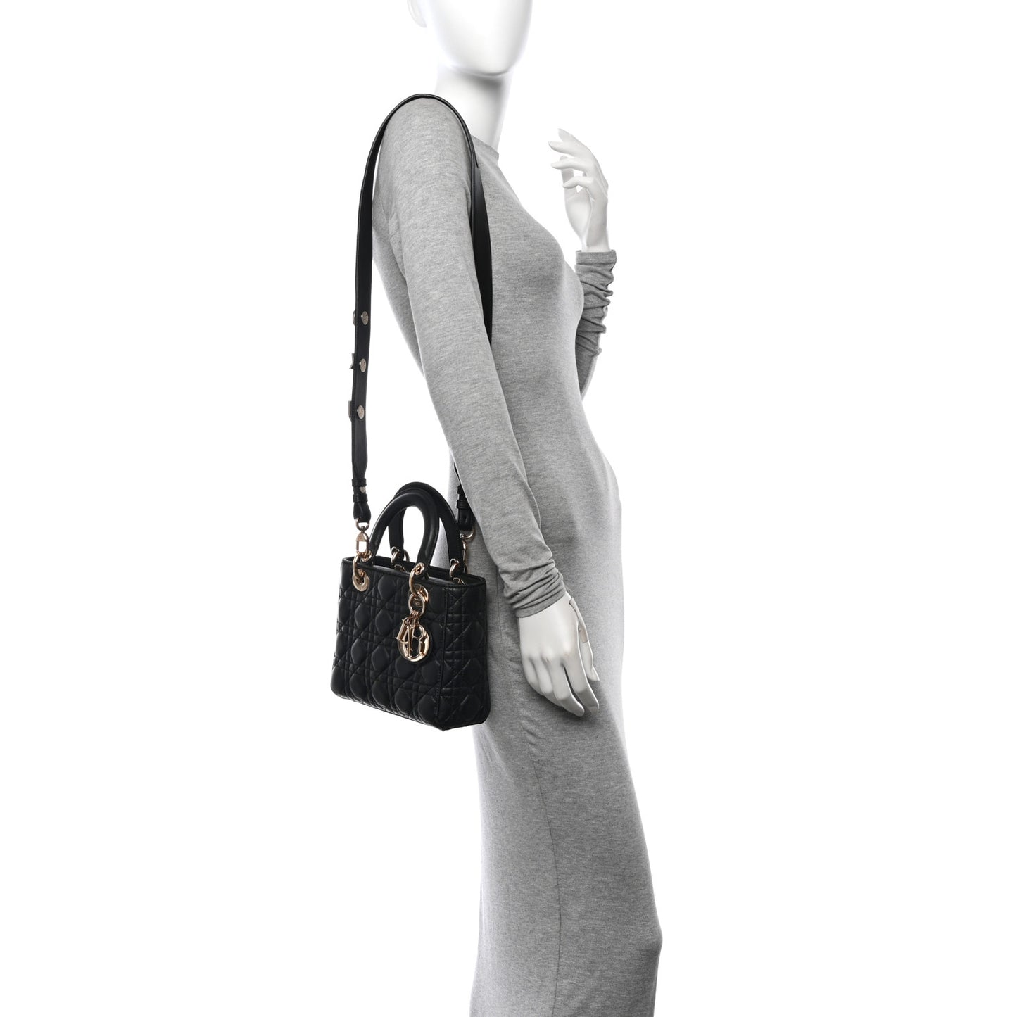 Lambskin Cannage Small Lucky Badges My Lady Dior Black