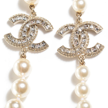 Chanel Pearl Crystal CC Long Necklace Gold 5 of 5