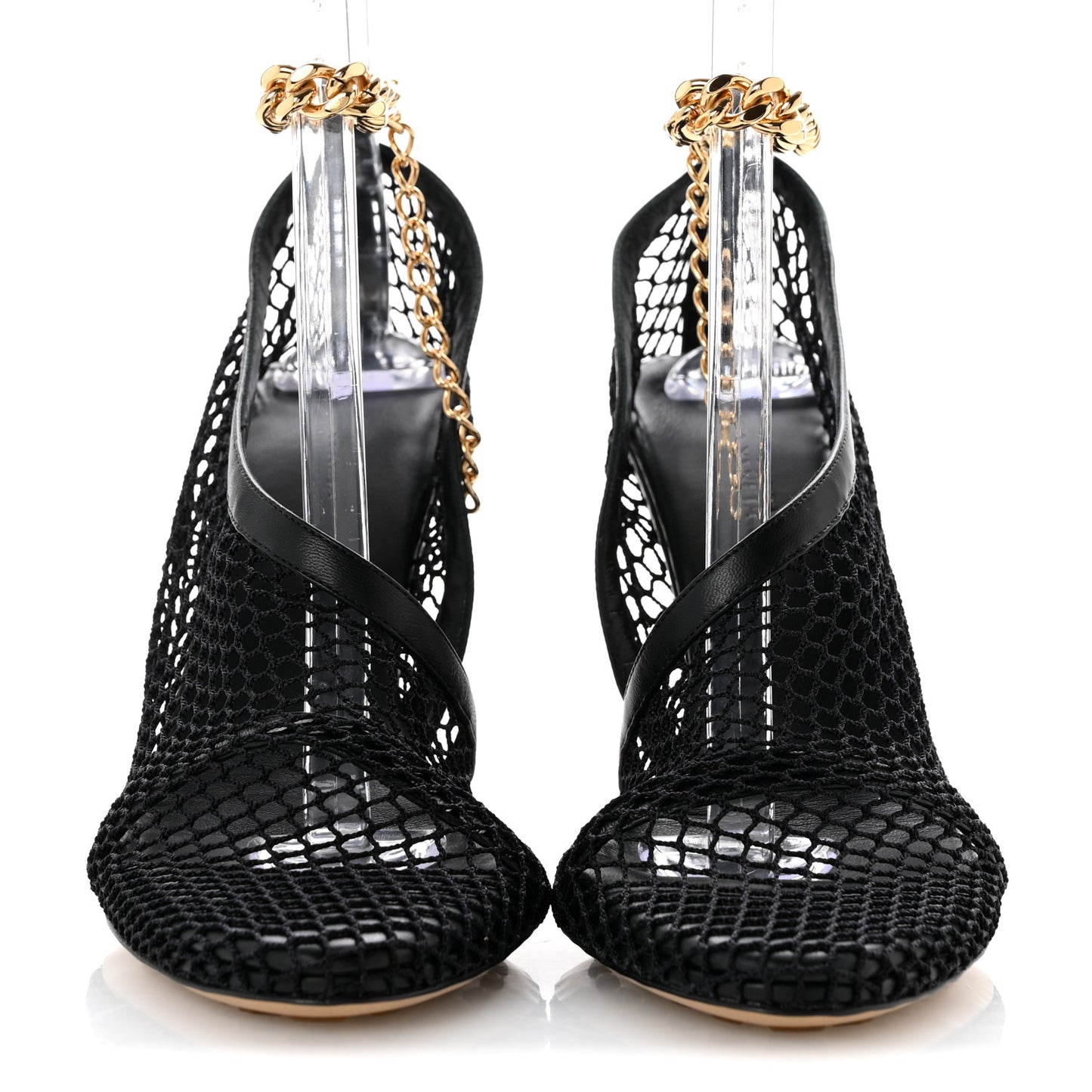 Mesh Nappa Chunky Chain Sandals 39.5 Black