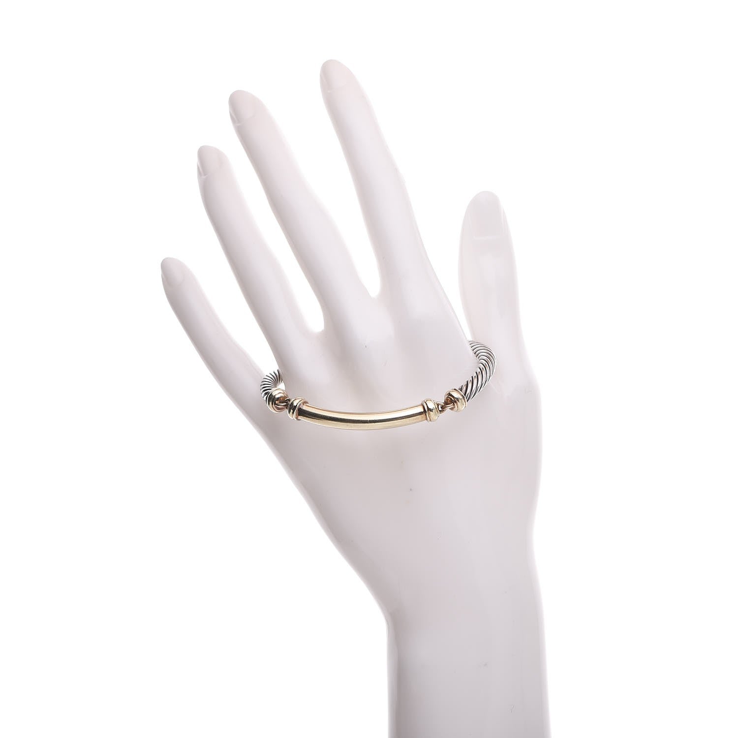 David Yurman Sterling Silver 14K Yellow Gold 5mm Metro Cable Bracelet 2 of 6