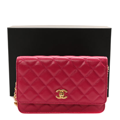 Chanel Caviar Quilted Twist Your Buttons Wallet On Chain WOC Fuchsia 11 of 11