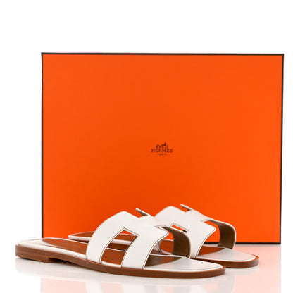 Hermes Box Calfskin Oran Sandals 36.5 White 9 of 9