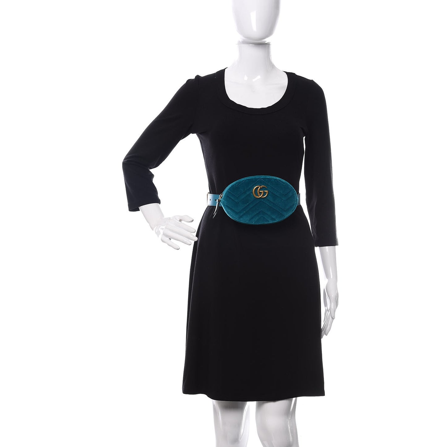 Velvet Matelasse GG Marmont Belt Bag 65 26 Pavone Cyan