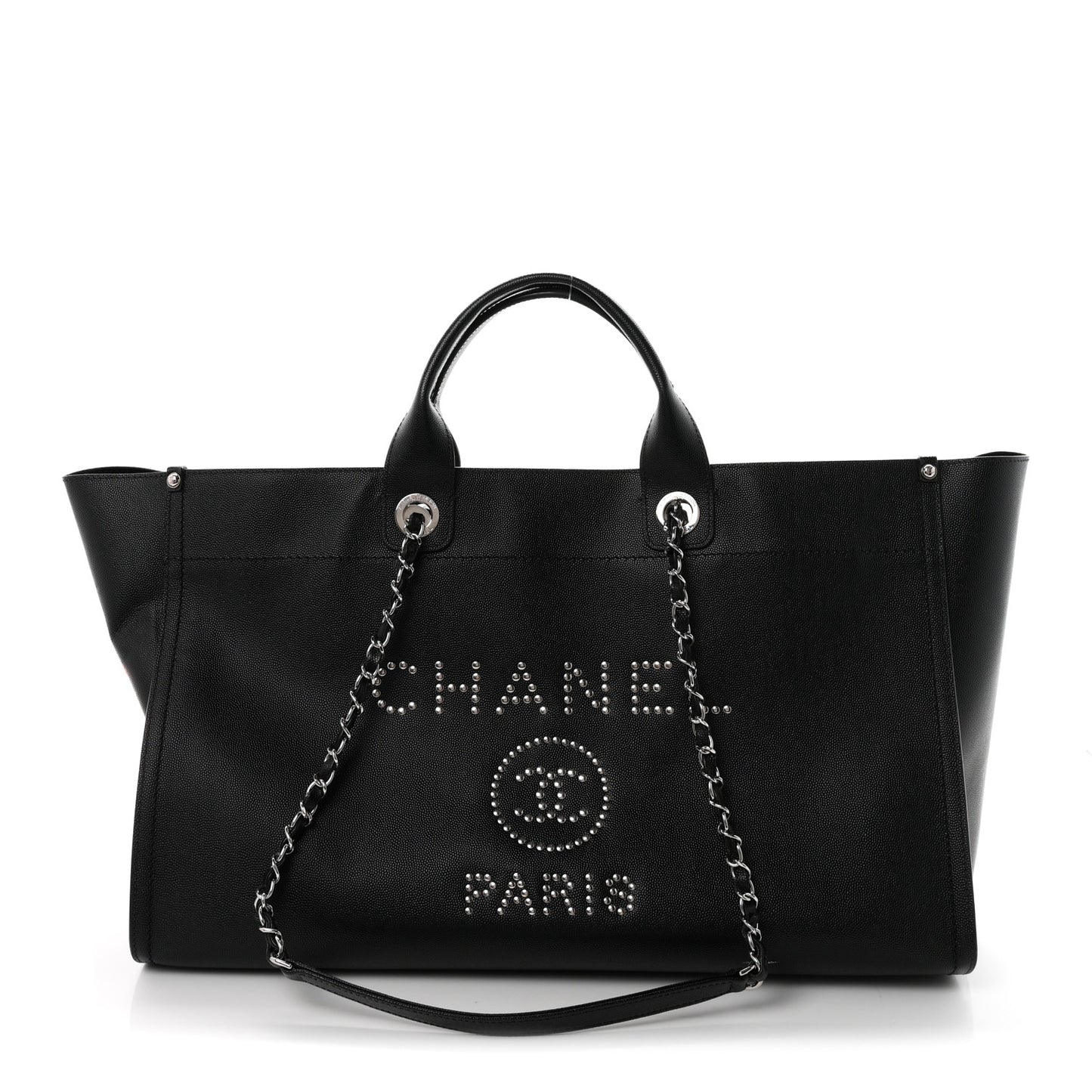 Caviar Extra Large Studded Deauville Tote Black