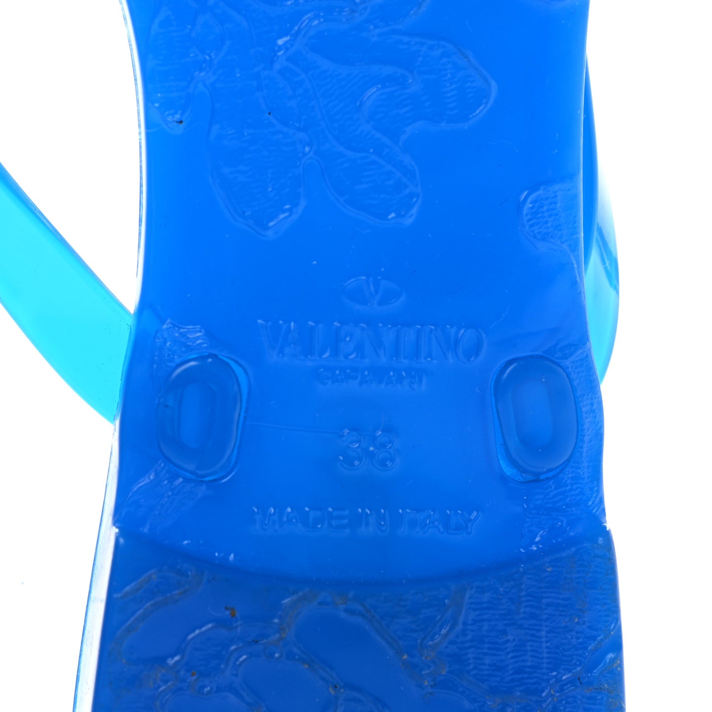 PVC Jelly Rockstud Bow Thong Sandals 38 Blue Fluo