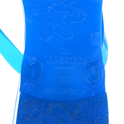 Valentino Garavani PVC Jelly Rockstud Bow Thong Sandals 38 Blue Fluo 5 of 8