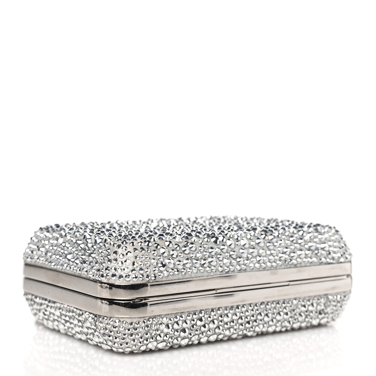 Crystal Strass Fiocco Box Clutch Silver