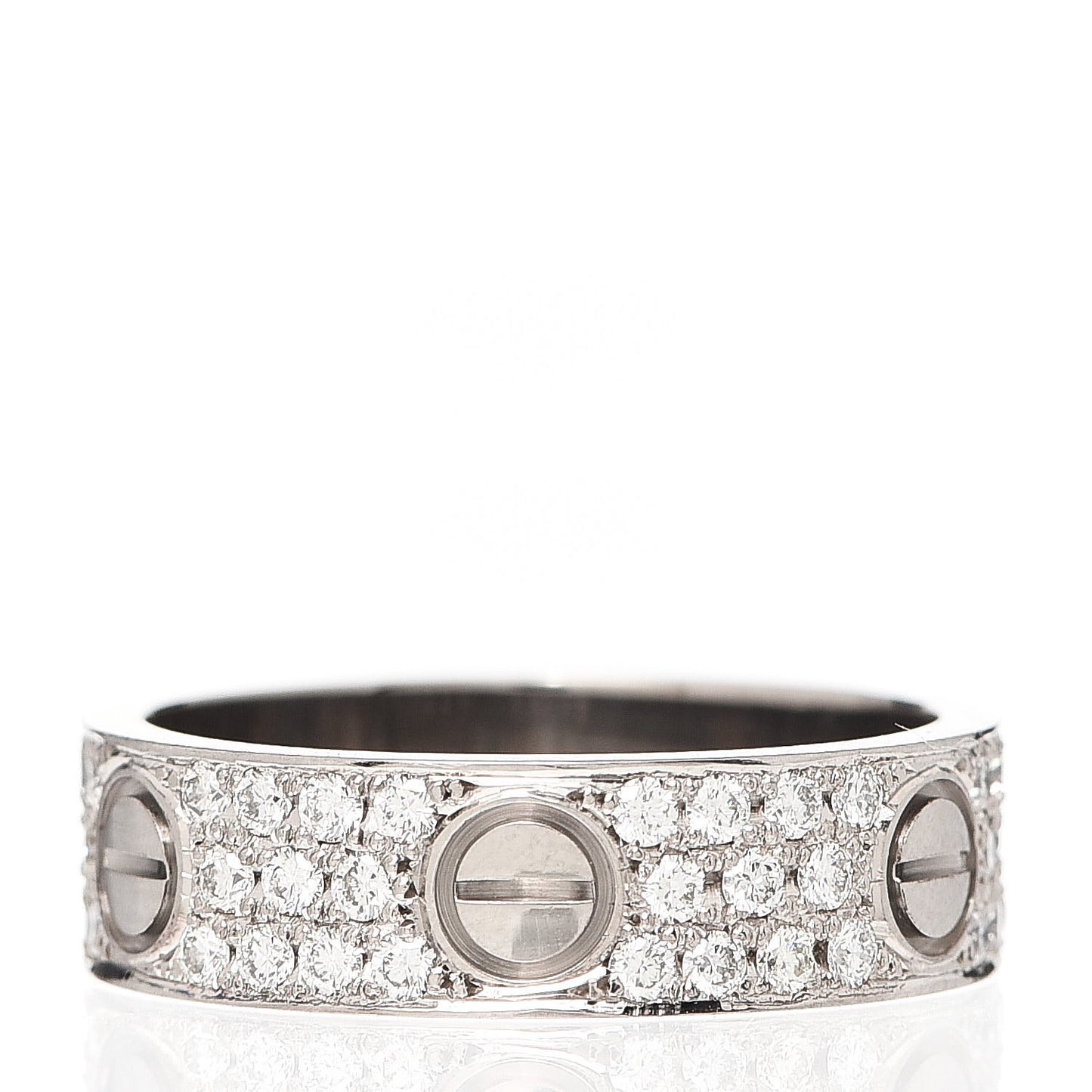 18K White Gold Diamond 6mm LOVE Paved Ring 58 8.25