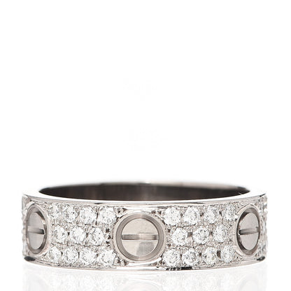 Cartier 18K White Gold Diamond 6mm LOVE Paved Ring 58 8.25 3 of 6