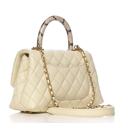 Chanel Caviar Elaphe Quilted Mini Coco Handle Flap Ivory 3 of 11