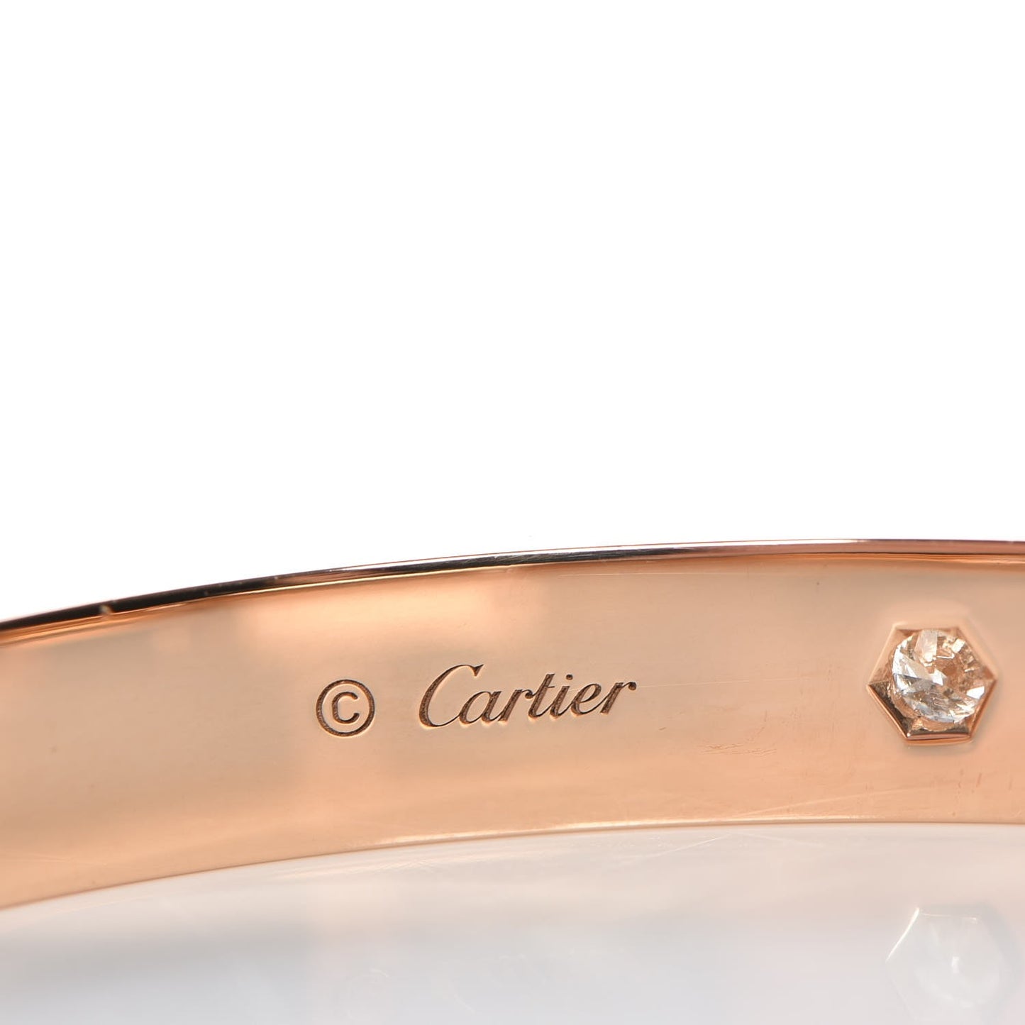18K Pink Gold 4 Diamond LOVE Bracelet 17