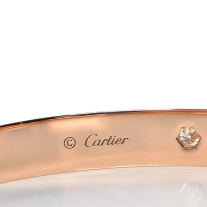 Cartier 18K Pink Gold 4 Diamond LOVE Bracelet 17 8 of 11