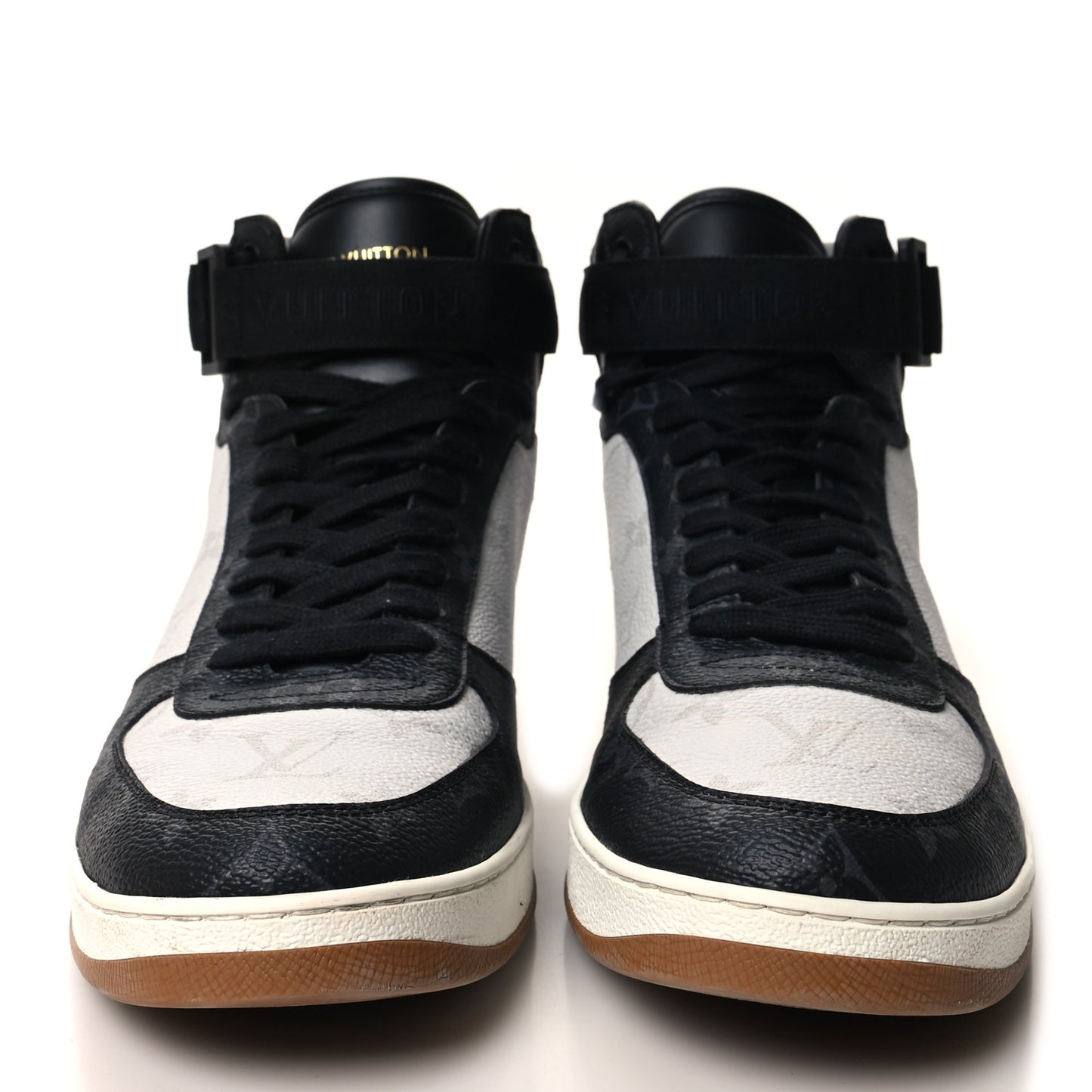Calfskin Monogram Mens Rivoli High Top Sneakers 8 Black