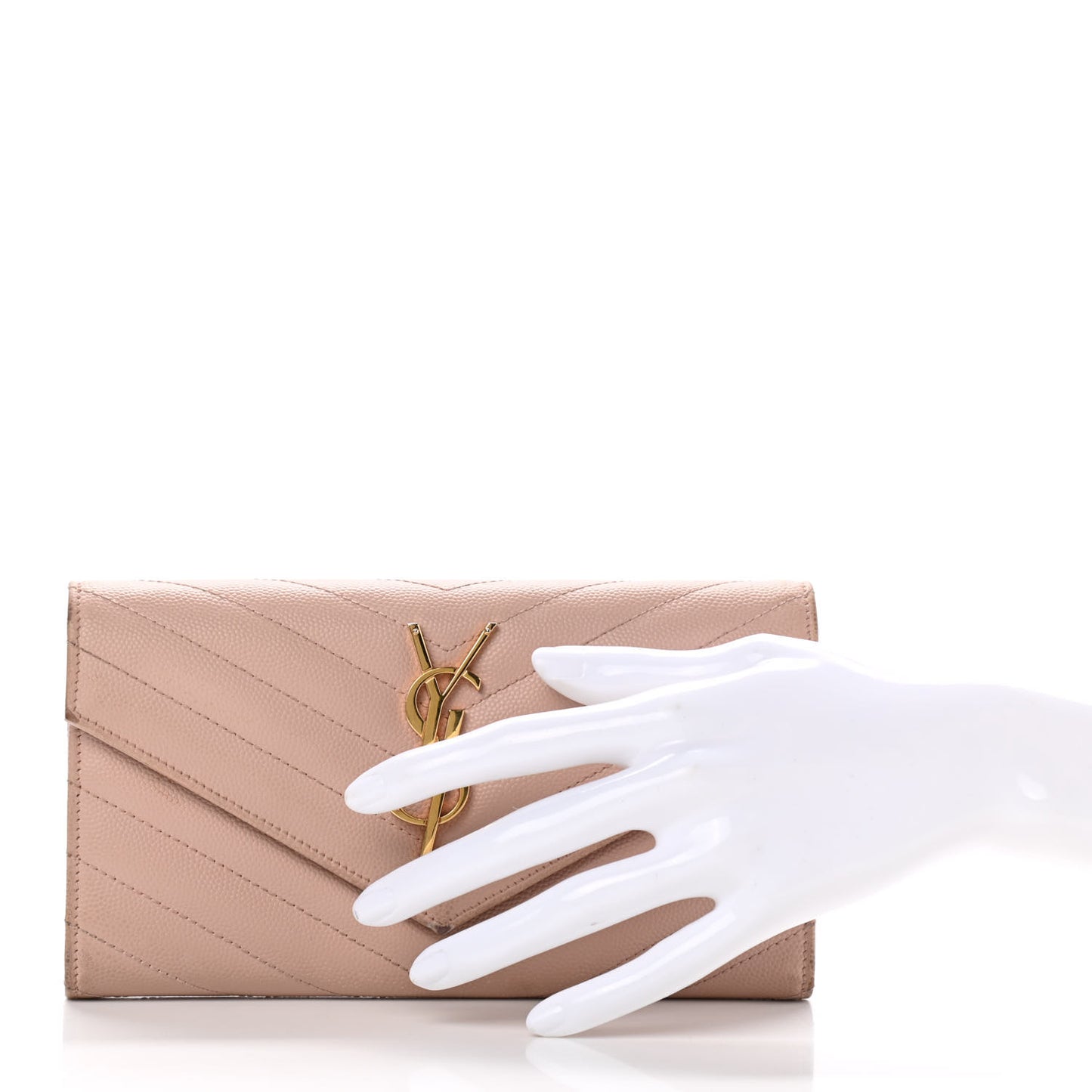 Grain De Poudre Matelasse Chevron Monogram Flap Wallet Pale Pink