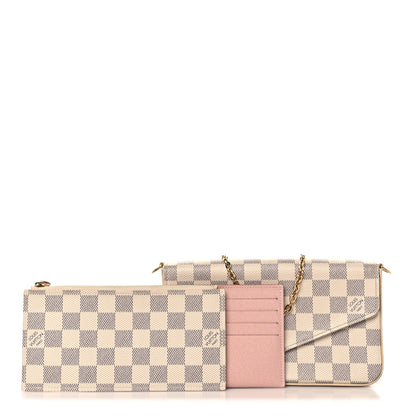 Louis Vuitton Damier Azur Pochette Felicie Chain Wallet Rose Ballerine 3 of 11