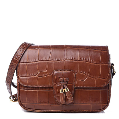 Celine Calfskin Crocodile Embossed Medium Tassel Bag Tan 1 of 12
