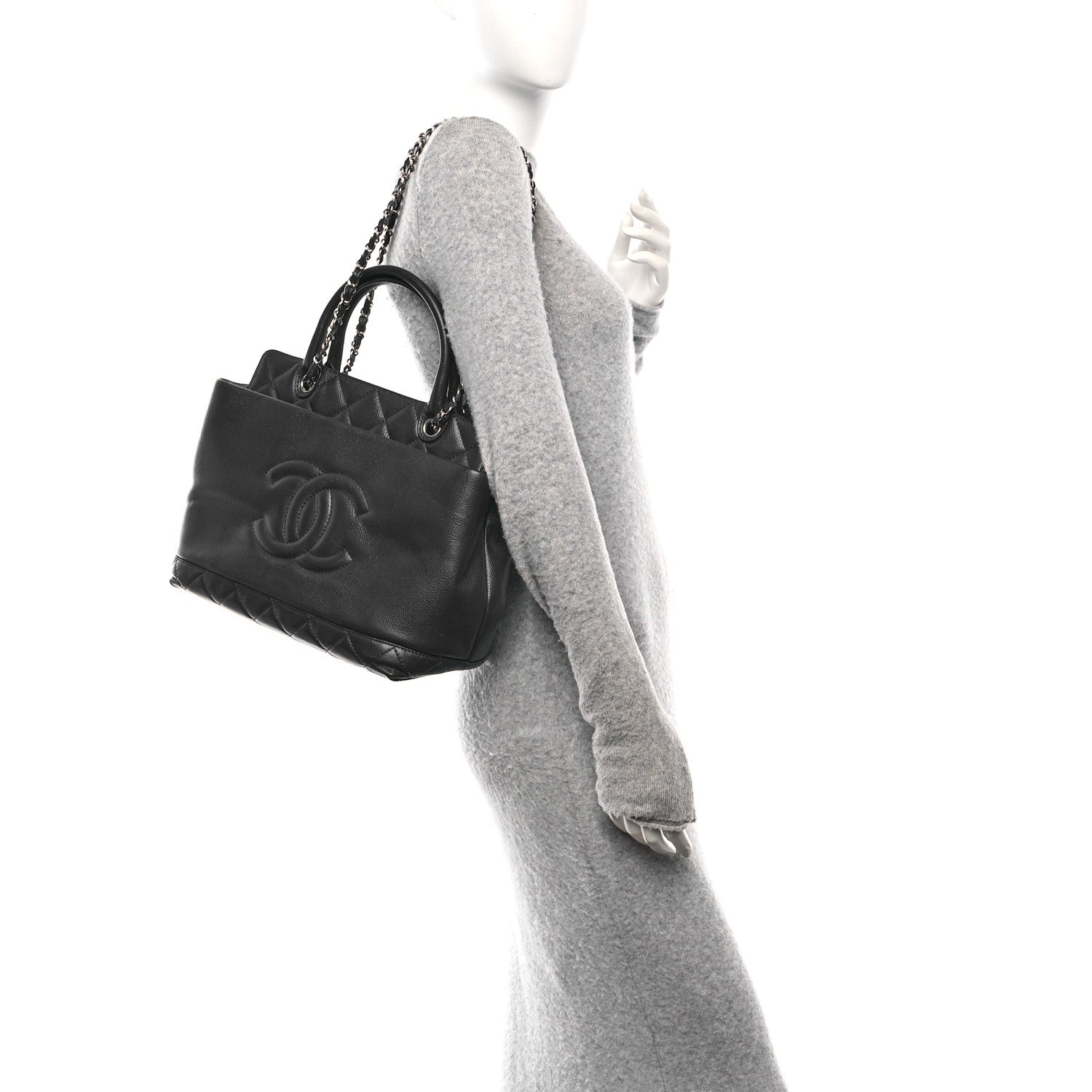 Chanel Soft Caviar CC Medium Top Handle Tote Navy Blue 2 of 11